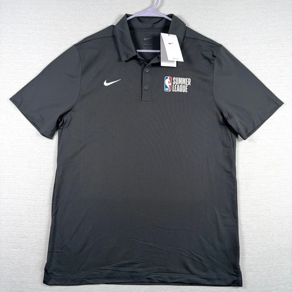 Nike Dry Franchise Polo Shirt Mens Size L Anthracite Poly NBA Summer League NEW